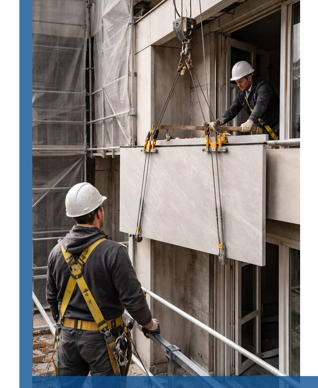 Подъем керамогранита на этаж в Ялуторовске грузчиками и техникой