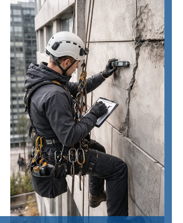 Обследование фасада альпинистами в Ялуторовске от 124 р. | ВЫСОТНИК-Лтр