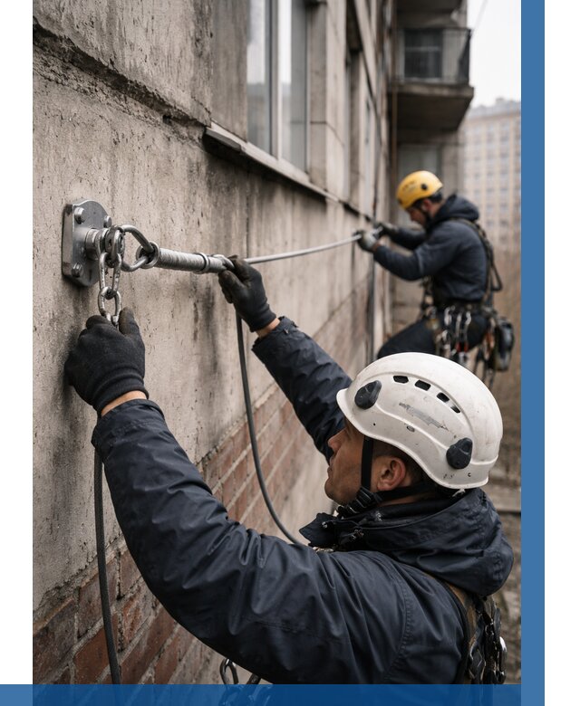 Монтаж анкерных линий в Ялуторовске от 3099 р. | ВЫСОТНИК-Лтр