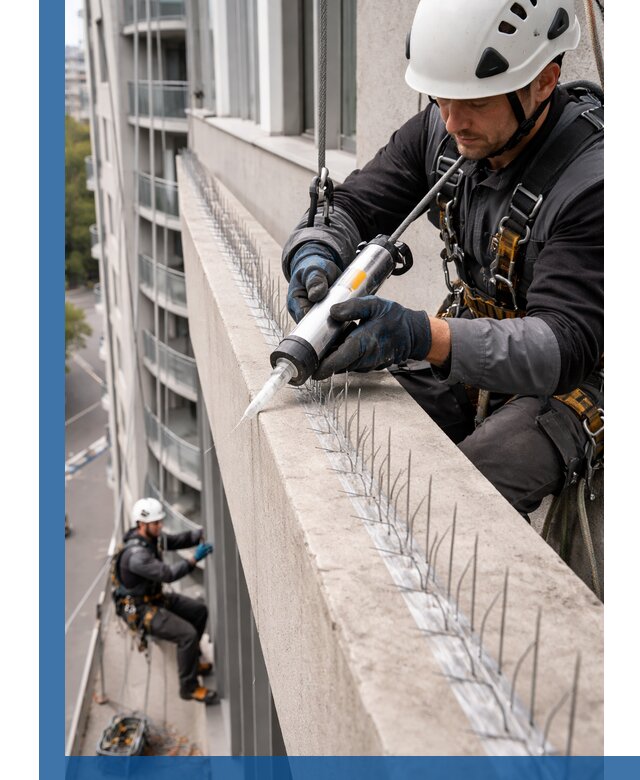 Установка шипов от птиц на фасадах и кровлях в Ялуторовске